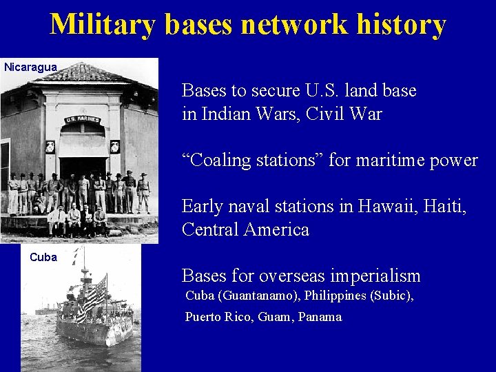 Military bases network history Nicaragua Bases to secure U. S. land base in Indian