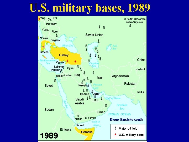 U. S. military bases, 1989 Diego Garcia to south 