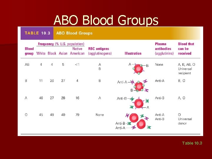 ABO Blood Groups Table 10. 3 