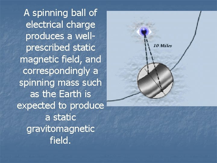 A spinning ball of electrical charge produces a wellprescribed static magnetic field, and correspondingly