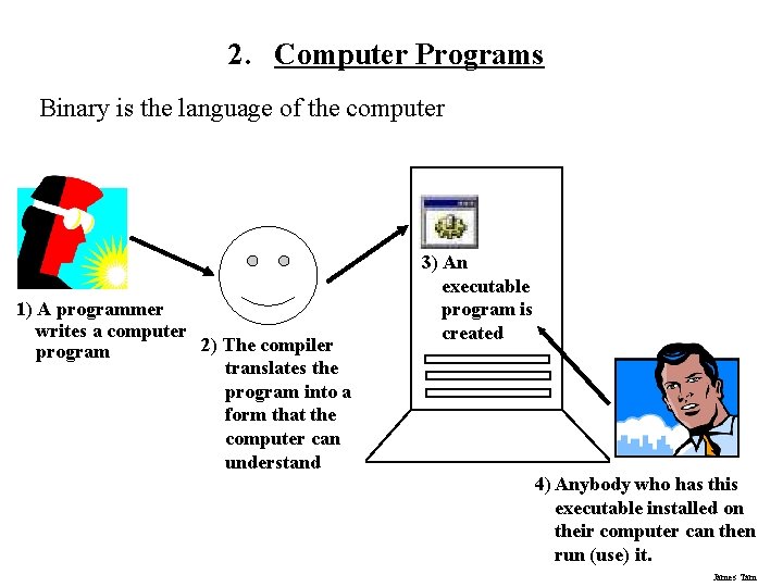 2. Computer Programs Binary is the language of the computer 1) A programmer writes