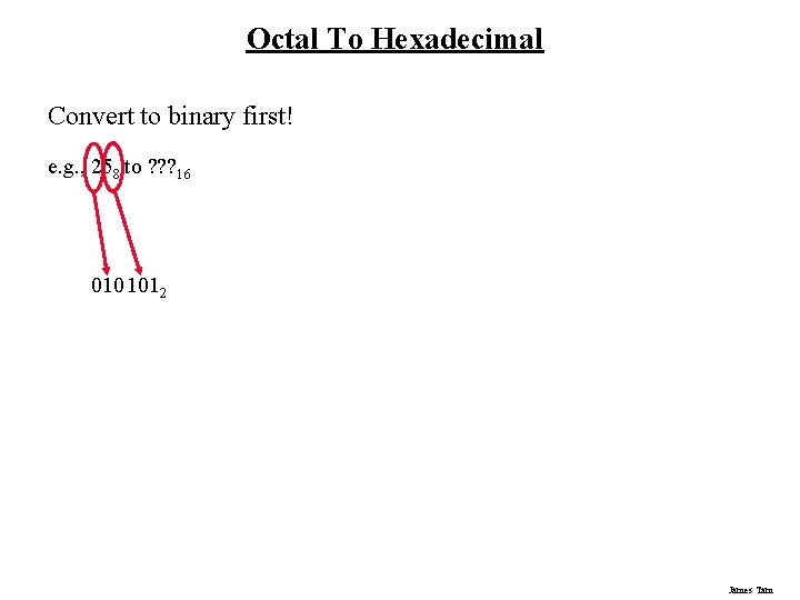 Octal To Hexadecimal Convert to binary first! e. g. , 258 to ? ?