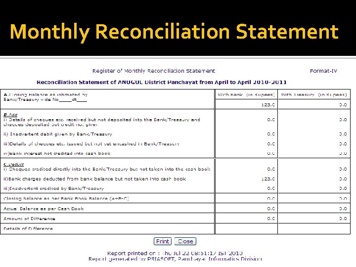 Monthly Reconciliation Statement 