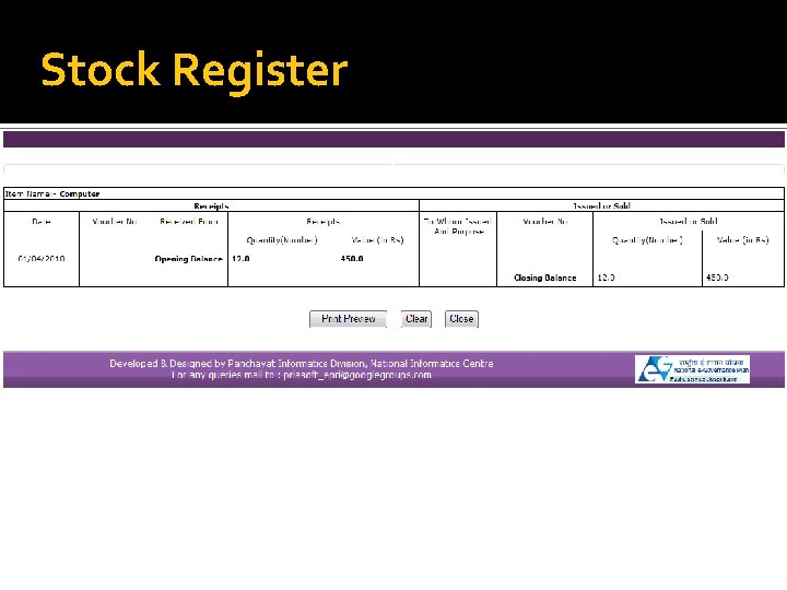 Stock Register 