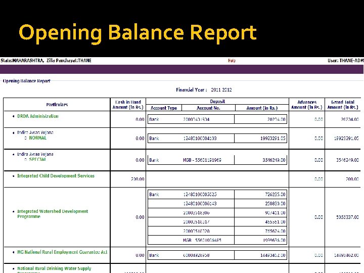 Opening Balance Report 