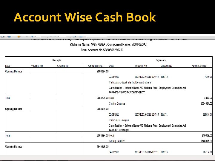 Account Wise Cash Book 