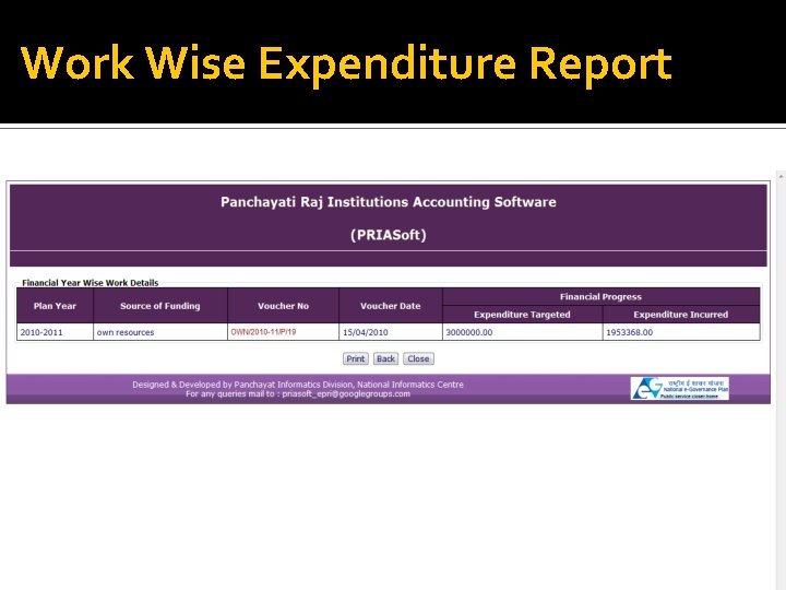 Work Wise Expenditure Report 