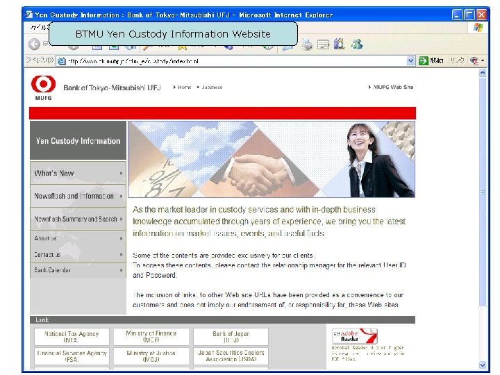 BTMU Yen Custody Information Website 