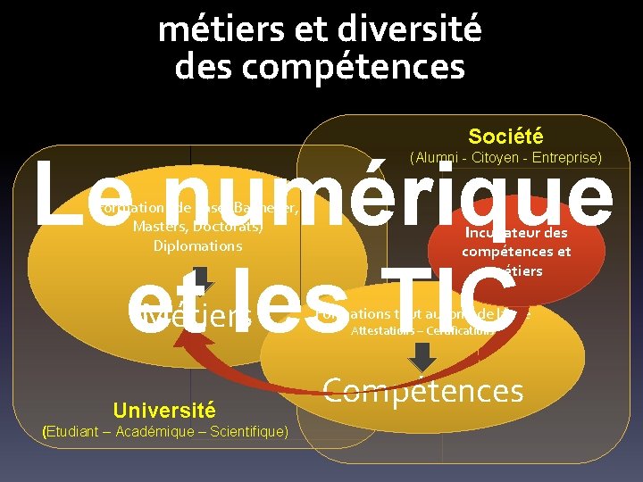 métiers et diversité des compétences Société Le numérique et les TIC (Alumni - Citoyen