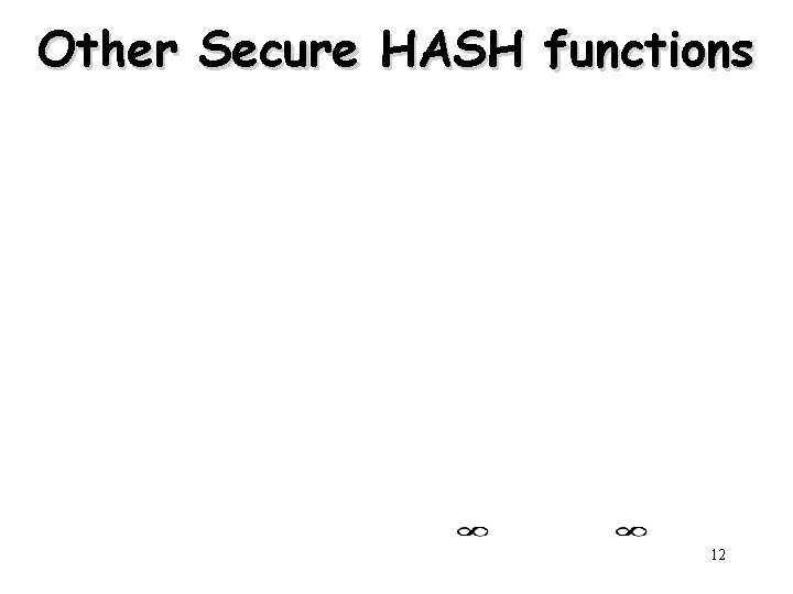 Other Secure HASH functions Henric Johnson 12 Other Secure HASH functions Henric Johnson 12