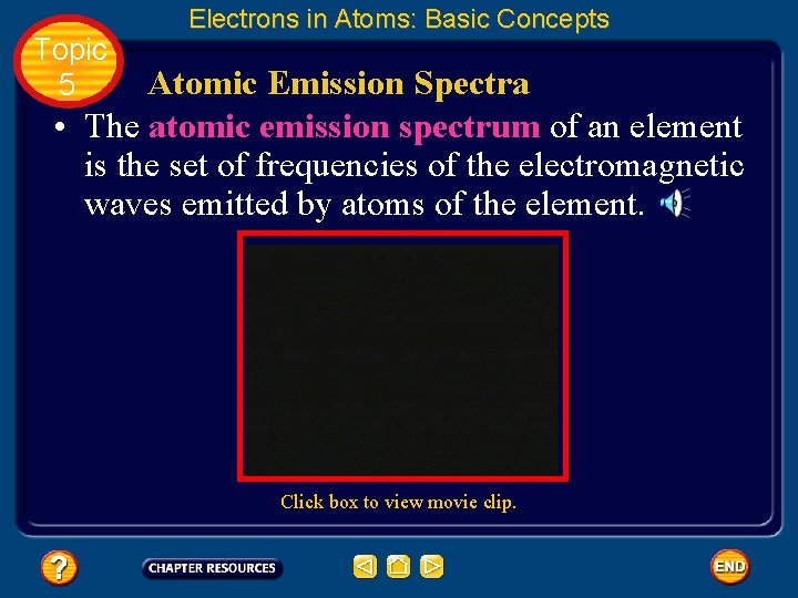 Topic 5 Electrons in Atoms: Basic Concepts Atomic Emission Spectra • The atomic emission