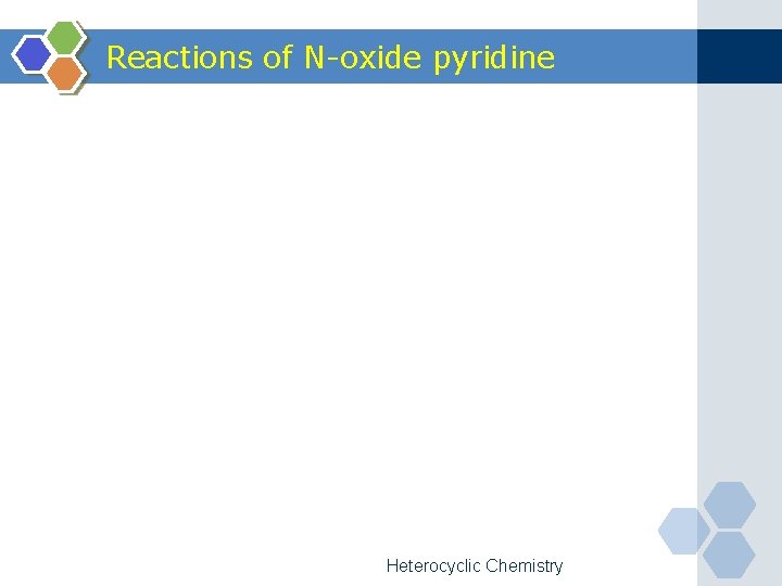 Reactions of N-oxide pyridine Heterocyclic Chemistry 