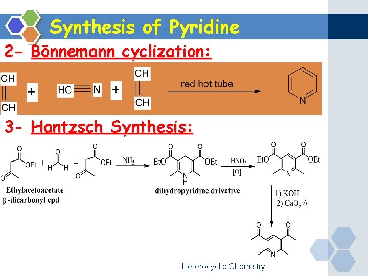 Synthesis of Pyridine 2 - Bönnemann cyclization: 3 - Hantzsch Synthesis: Heterocyclic Chemistry 