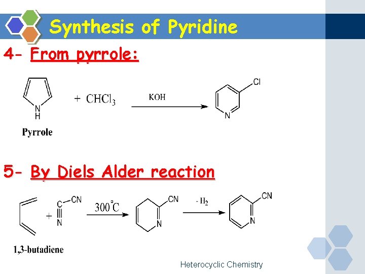Synthesis of Pyridine 4 - From pyrrole: 5 - By Diels Alder reaction Heterocyclic