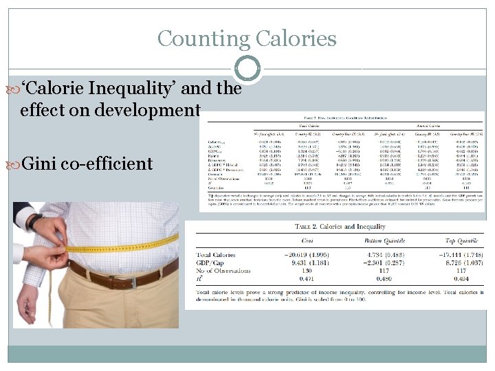 Counting Calories ‘Calorie Inequality’ and the effect on development Gini co-efficient 