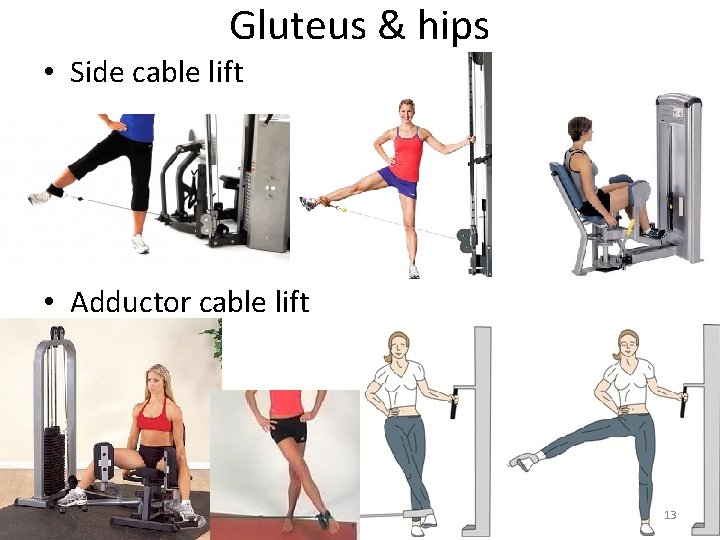 Gluteus & hips • Side cable lift • Adductor cable lift 13 