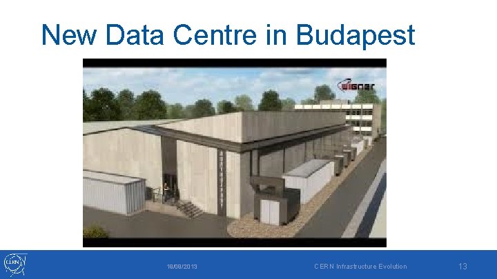 New Data Centre in Budapest 19/09/2013 CERN Infrastructure Evolution 13 