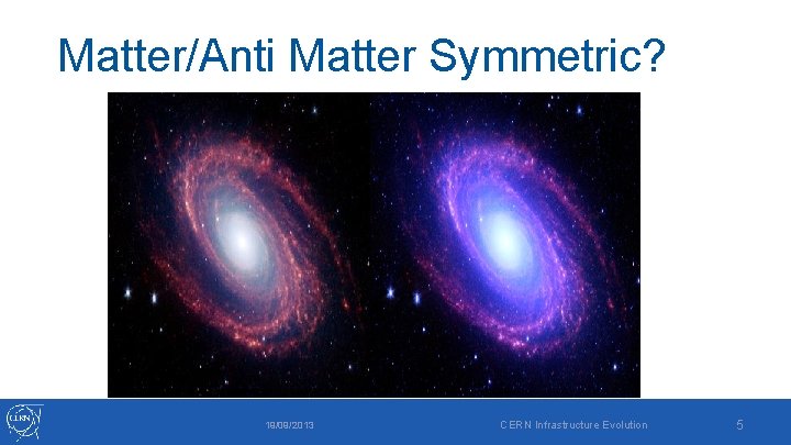 Matter/Anti Matter Symmetric? 19/09/2013 CERN Infrastructure Evolution 5 