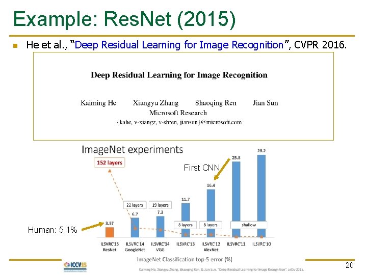 Example: Res. Net (2015) n He et al. , “Deep Residual Learning for Image