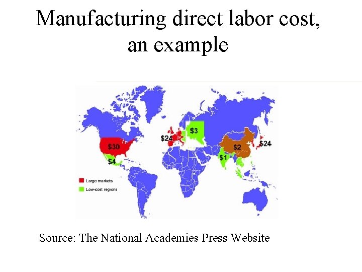 Manufacturing direct labor cost, an example Source: The National Academies Press Website 