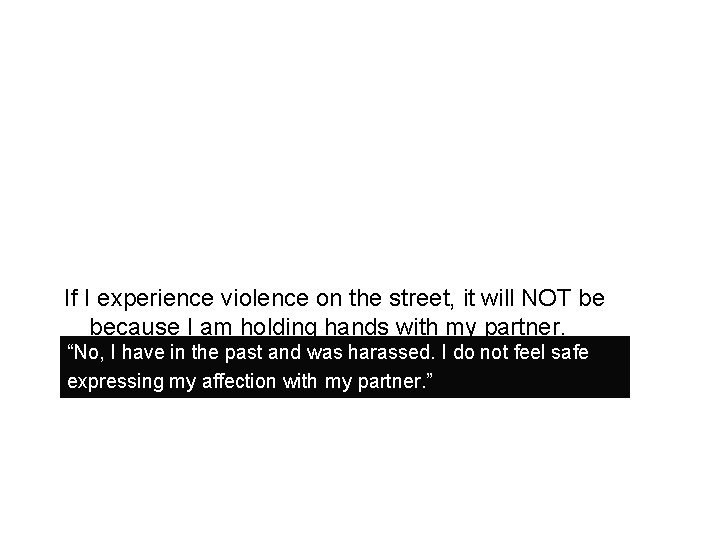 If I experience violence on the street, it will NOT be because I am