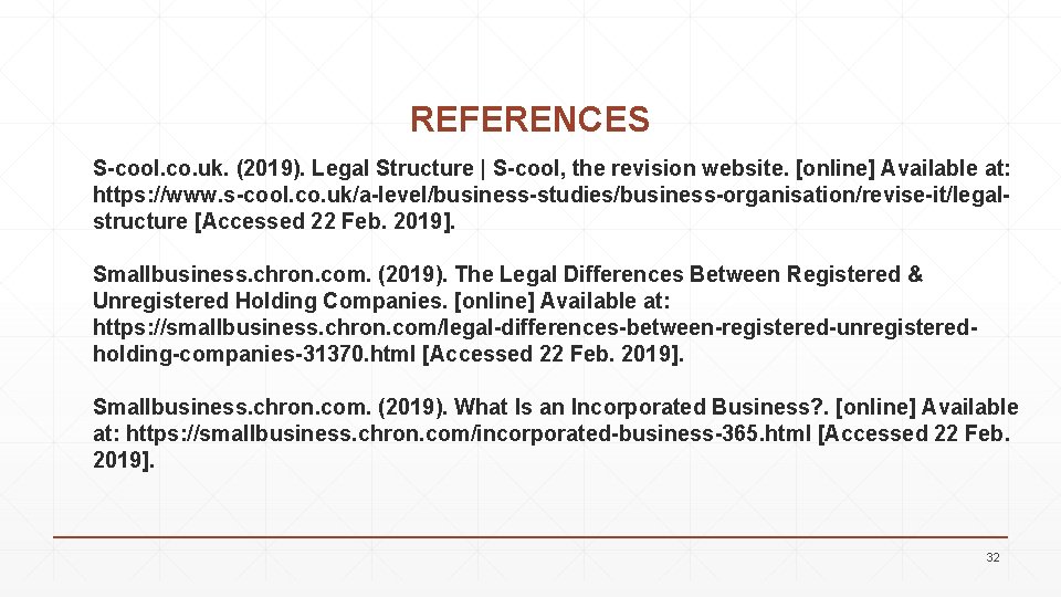 REFERENCES S-cool. co. uk. (2019). Legal Structure | S-cool, the revision website. [online] Available