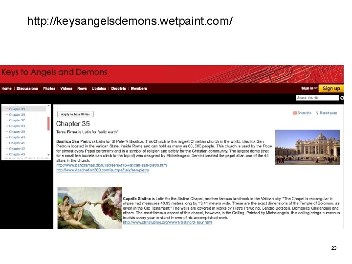 http: //keysangelsdemons. wetpaint. com/ 23 