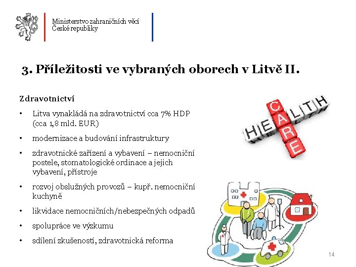 Ministerstvo zahraničních věcí České republiky 3. Příležitosti ve vybraných oborech v Litvě II. Zdravotnictví