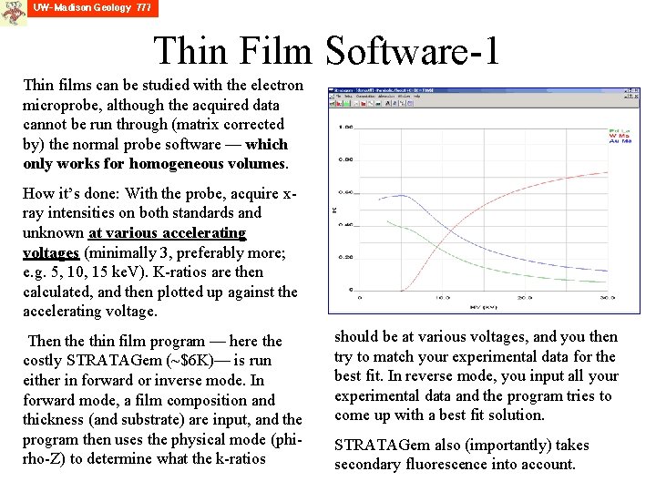 Thin Film Software-1 Thin films can be studied with the electron microprobe, although the