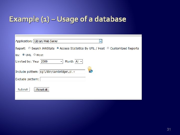 Example (1) – Usage of a database 31 