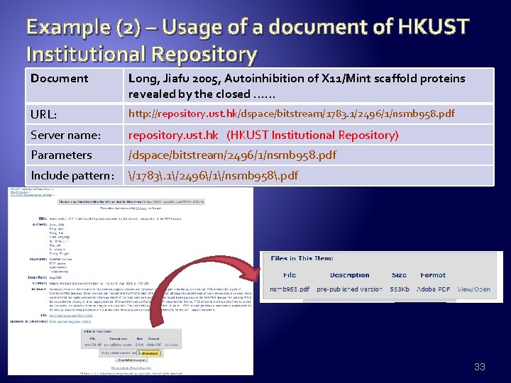 Example (2) – Usage of a document of HKUST Institutional Repository Document Long, Jiafu