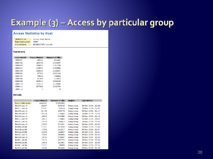 Example (3) – Access by particular group 38 