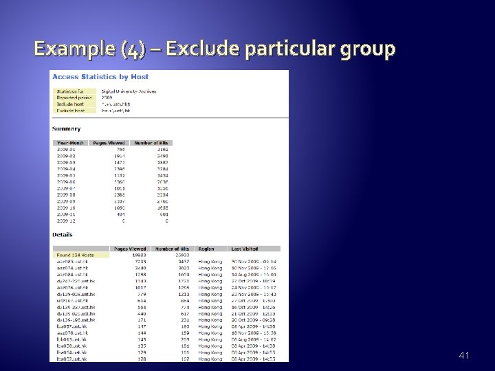 Example (4) – Exclude particular group 41 