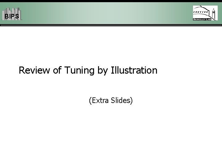 BIPS Review of Tuning by Illustration (Extra Slides) 