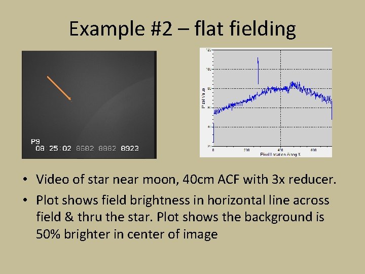 Example #2 – flat fielding • Video of star near moon, 40 cm ACF