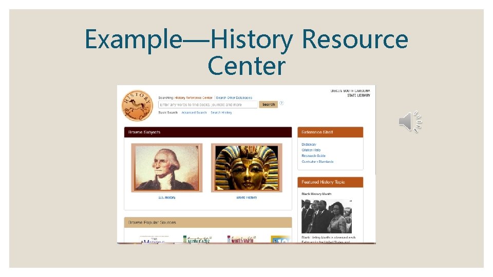 Example—History Resource Center 