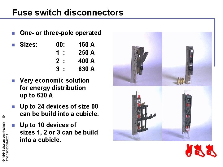 © ABB Schaltanlagentechnik - 16 1 TGC 905005 N 0201 Fuse switch disconnectors n