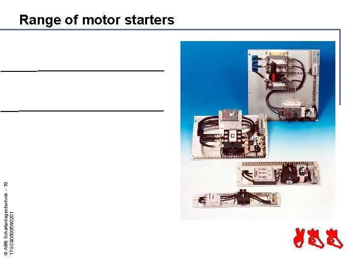 © ABB Schaltanlagentechnik - 19 1 TGC 905005 N 0201 Range of motor starters