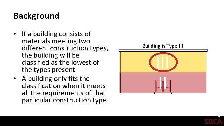 Background • If a building consists of materials meeting two different construction types, the