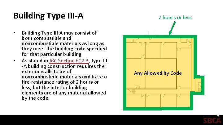 Building Type III-A • • Building Type III-A may consist of both combustible and