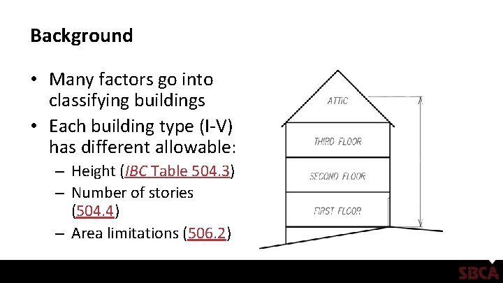 Background • Many factors go into classifying buildings • Each building type (I-V) has