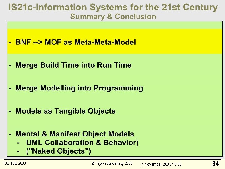 OO-NIK 2003 © Trygve Reenskaug 2003 7 November 2003: 15: 30. 34 