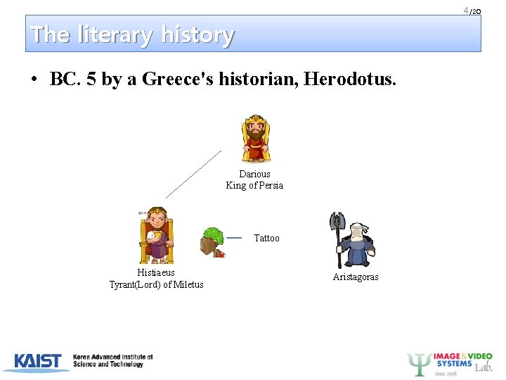 4 /20 The literary history • BC. 5 by a Greece's historian, Herodotus. Darious