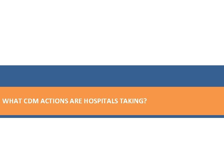 WHAT CDM ACTIONS ARE HOSPITALS TAKING? 