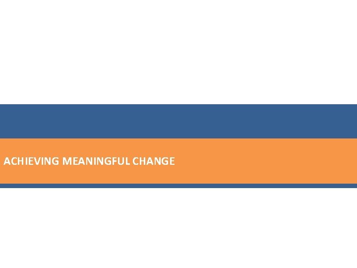 ACHIEVING MEANINGFUL CHANGE 