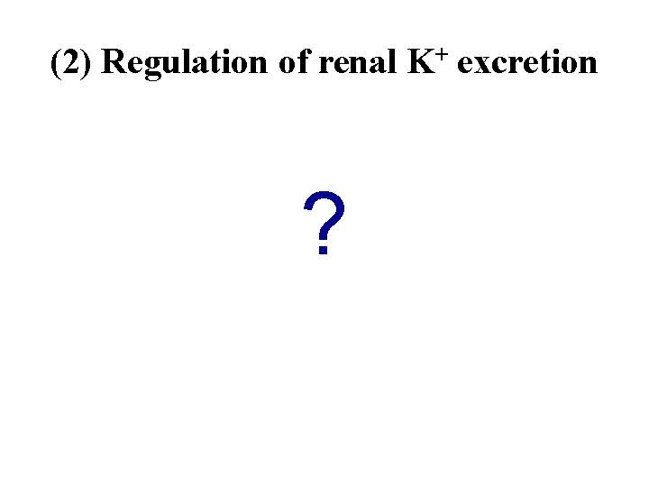 (2) Regulation of renal K+ excretion ? 