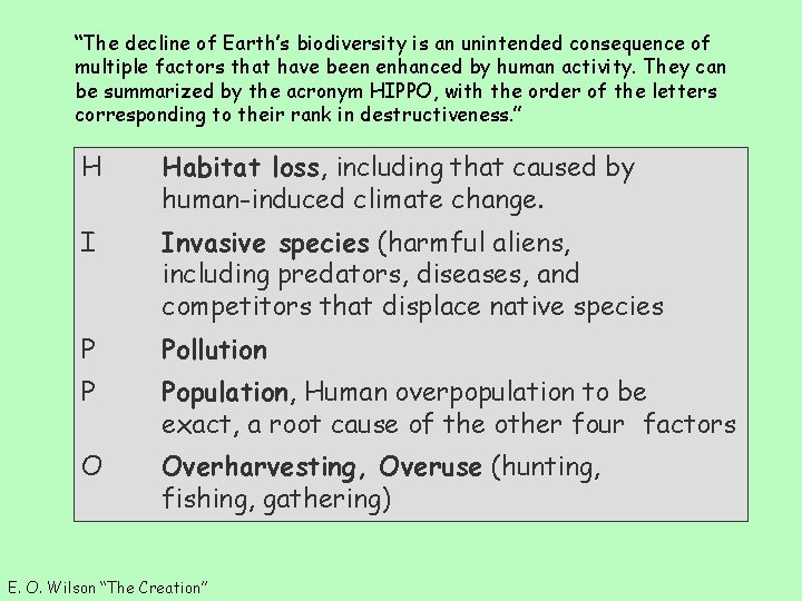 “The decline of Earth’s biodiversity is an unintended consequence of multiple factors that have