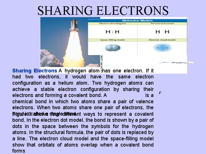 SHARING ELECTRONS Sharing Electrons A hydrogen atom has one electron. If it had two