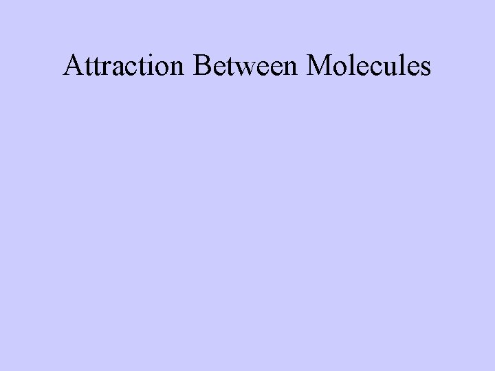 Attraction Between Molecules 