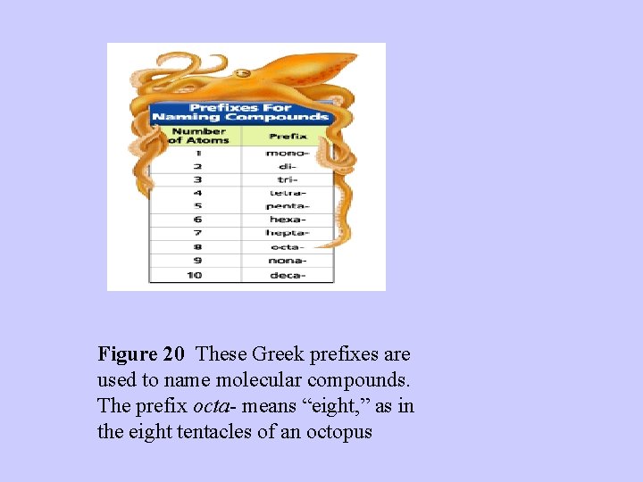  Figure 20 These Greek prefixes are used to name molecular compounds. The prefix